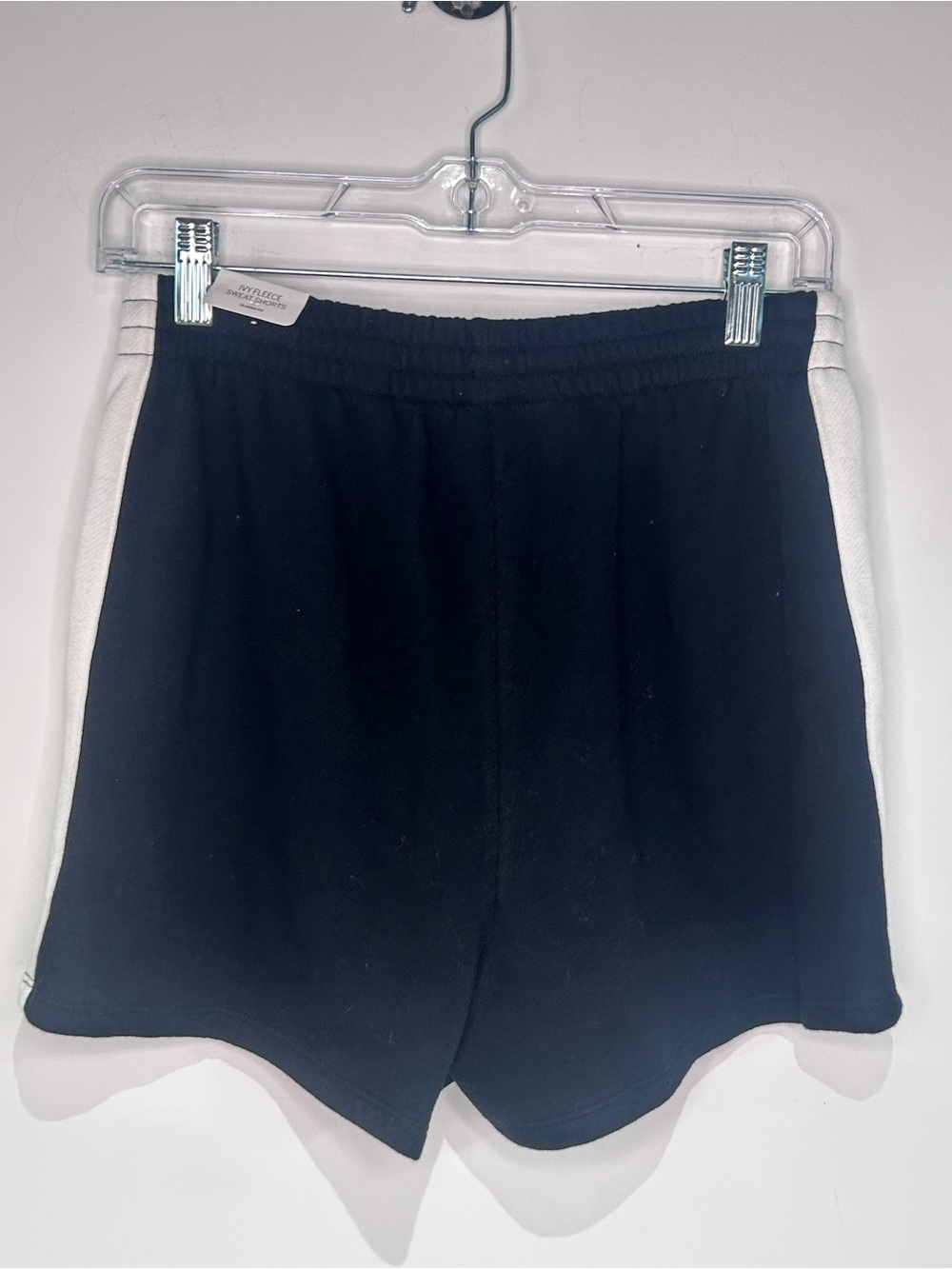 NWT PINK Victoria’s Secret Ivy Fleece High Rise Sweat Shorts Black White Small - Picture 8 of 8